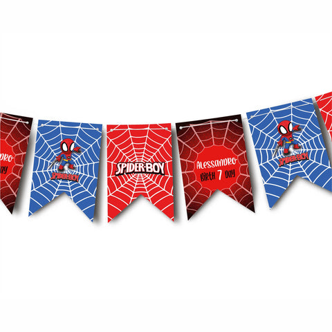 Festone compleanno personalizzato tema super eroi spider baby Modello codice: PB 12 N