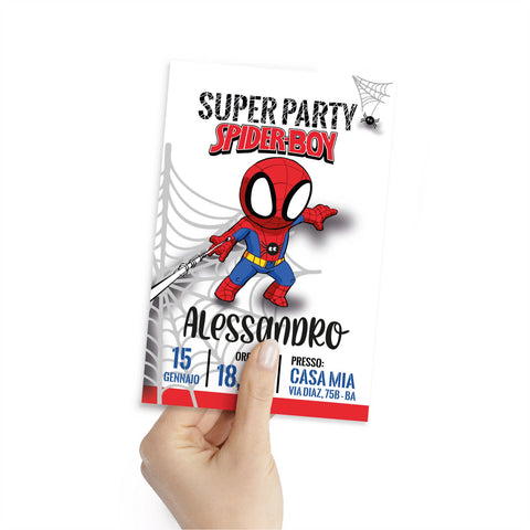 Biglietto invito compleanno tema super eroi spider baby Modello codice: PB 12 O