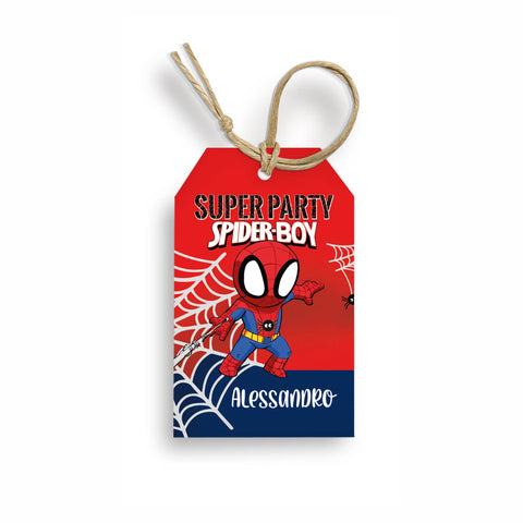 Tag bigliettini per compleanno articolo tema super eroi spider baby Modello codice: PB 12 S