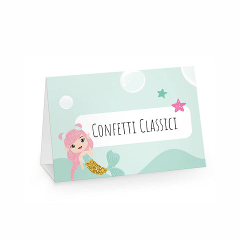 Segnagusto confetti e dolci festa di compleanno tema sirenetta Modello codice: PB 13 E