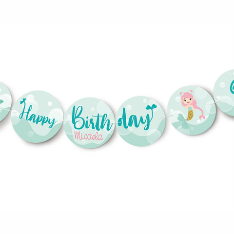 Festone compleanno personalizzato tema sirenetta Modello codice: PB 13 N