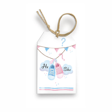 Tag bigliettini per compleanno articolo tema baby shower scarpette Modello codice: PB 15 S