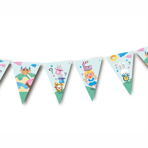 Festone compleanno personalizzato tema baby shower alice nel paese delle meraviglie Modello codice: PB 16 N