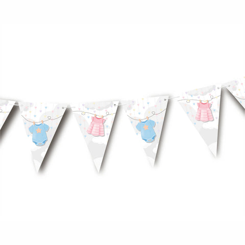 Festone compleanno personalizzato tema baby shower body rosa e celeste Modello codice: PB 17 N