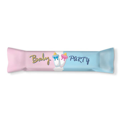 Adesivi barrette cioccolato personalizzate compleanno tema baby shower biberon rosa e celeste Modello codice: PB 19 H