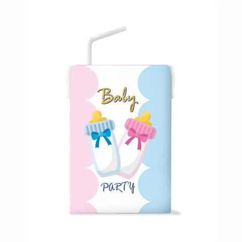 Etichette succhi di frutta compleanno tema baby shower biberon rosa e celeste Modello codice: PB 19 M