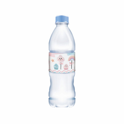 Etichette acqua personalizzate compleanno tema baby shower cup cakes rosa e celeste Modello codice: PB 20 L
