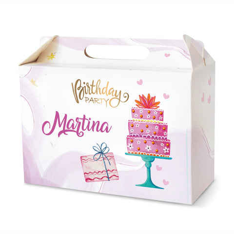 Scatola happy meal articolo tema fucsia e oro Modello codice: PB 21 U