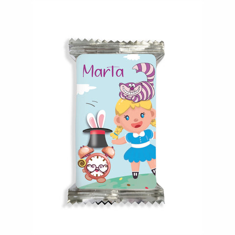 Adesivi cioccolato personalizzate compleanno tema alice nel paese delle meraviglie Modello codice: PB 22 G