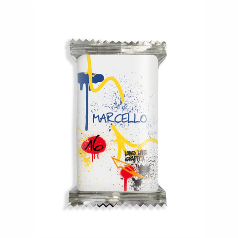 Adesivi cioccolato personalizzate compleanno tema graffiti street art Modello codice: PB 25 G