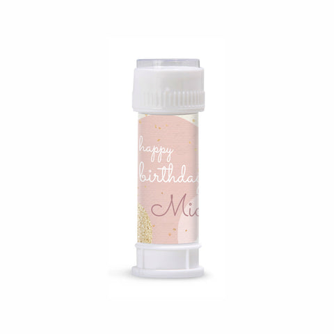 Etichette bolle di sapone personalizzate compleanno tema rosa gold Modello codice: PB 26 D