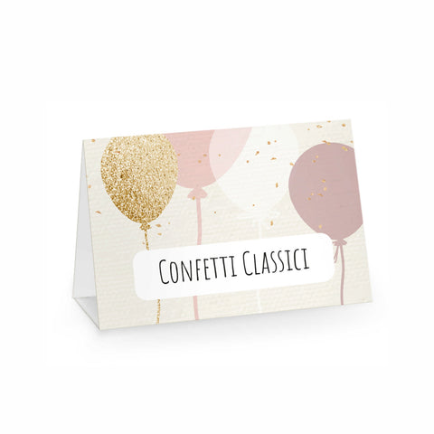 Segnagusto confetti e dolci festa di compleanno tema rosa gold Modello codice: PB 26 E