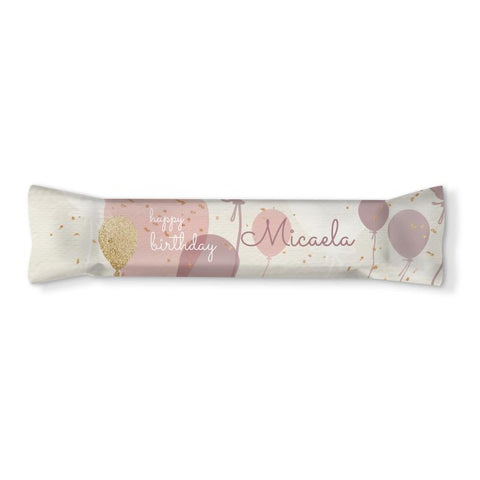 Adesivi barrette cioccolato personalizzate compleanno tema rosa gold Modello codice: PB 26 H