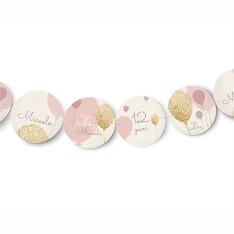 Festone compleanno personalizzato tema rosa gold Modello codice: PB 26 N