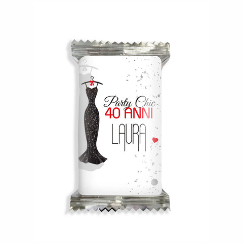 Adesivi cioccolato personalizzate compleanno tema donna 40 anni glamour Modello codice: PB 2 G