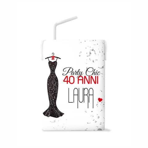 Etichette succhi di frutta compleanno tema donna 40 anni glamour Modello codice: PB 2 M