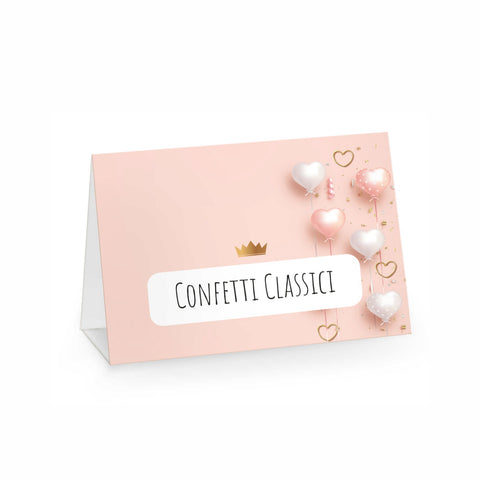 Segnagusto confetti e dolci festa di compleanno tema cuori Modello codice: PB 30 E