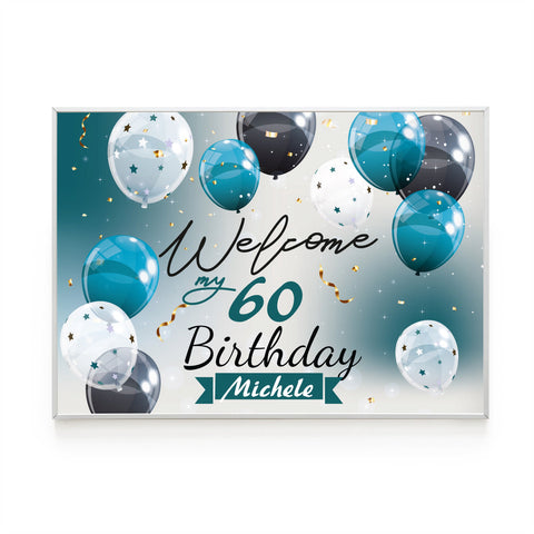 Cartellone benvenuto Welcome festa di compleanno tema chic blu Modello codice: PB 31 C