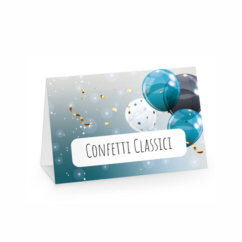 Segnagusto confetti e dolci festa di compleanno tema chic blu Modello codice: PB 31 E