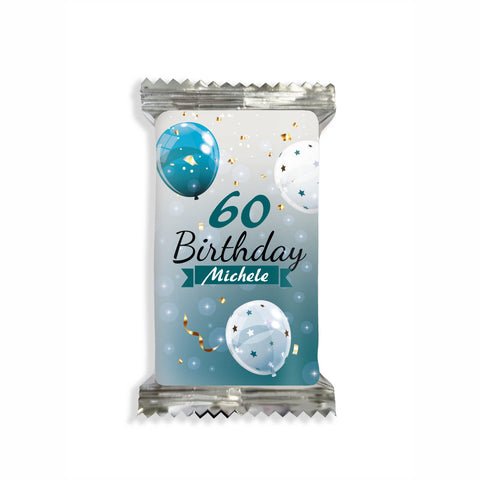 Adesivi cioccolato personalizzate compleanno tema chic blu Modello codice: PB 31 G