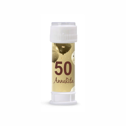 Etichette bolle di sapone personalizzate compleanno tema gold party Modello codice: PB 32 D