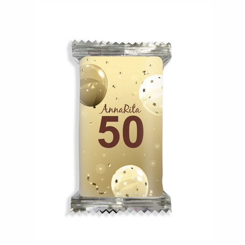 Adesivi cioccolato personalizzate compleanno tema gold party Modello codice: PB 32 G