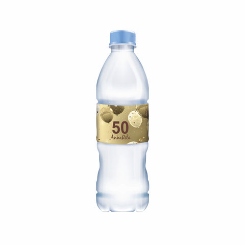 Etichette acqua personalizzate compleanno tema gold party Modello codice: PB 32 L