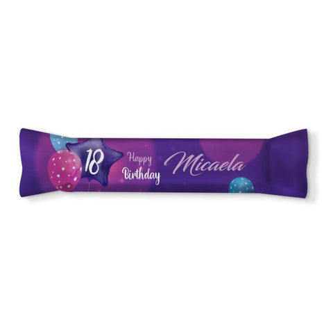 Adesivi barrette cioccolato personalizzate compleanno tema viola Modello codice: PB 33 H