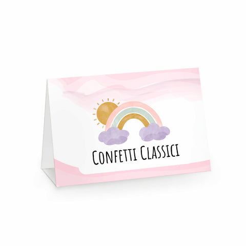 Segnagusto confetti e dolci festa di compleanno tema arcobaleno femminuccia Modello codice: PB 37 E