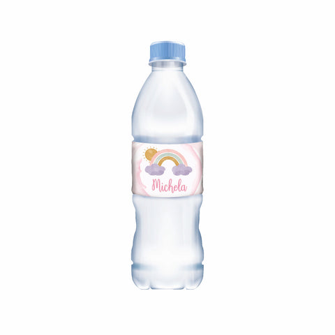 Etichette acqua personalizzate compleanno tema arcobaleno femminuccia Modello codice: PB 37 L