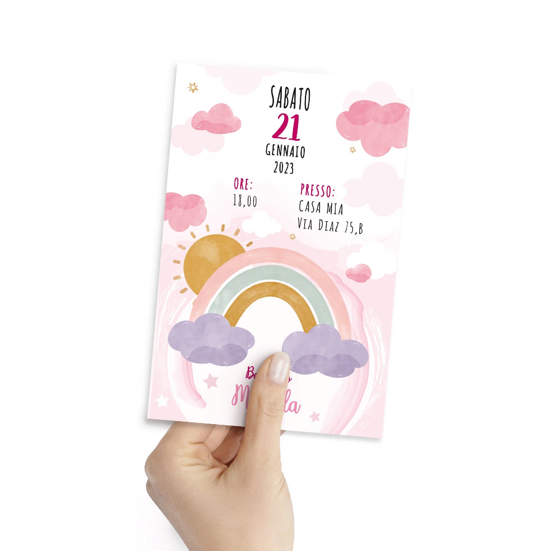 Cartoline Di Ringraziamento Arcobaleno Personalizzate Bambini Foto Note - Foto 2