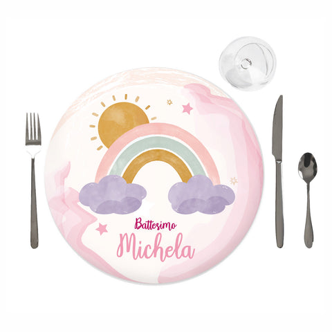 Tovaglietta personalizzata compleanno tema arcobaleno femminuccia Modello codice: PB 37 Q