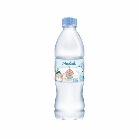 Etichette acqua personalizzate compleanno tema dino baby Modello codice: PB 3 L