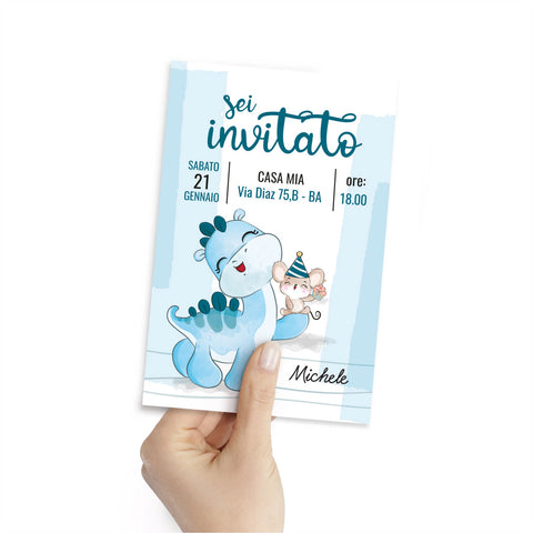 Biglietto invito compleanno tema dino baby Modello codice: PB 3 O