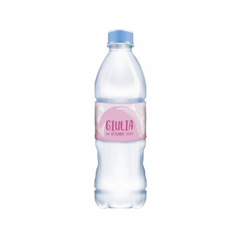 Etichette acqua personalizzate compleanno tema cicogna bimba Modello codice: PB 42 L