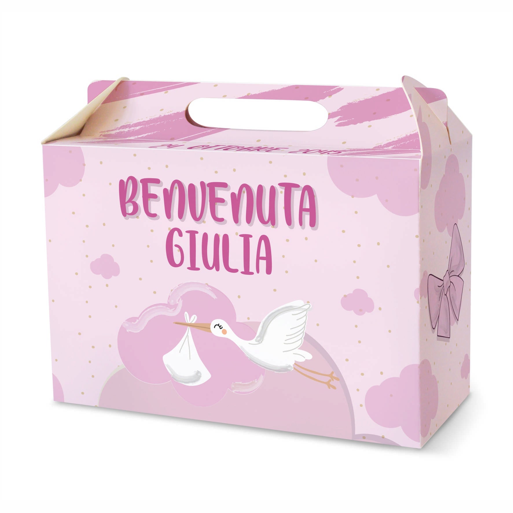 Scatola happy meal articolo tema cicogna bimba Modello codice: PB 42 U –  Inviti Design