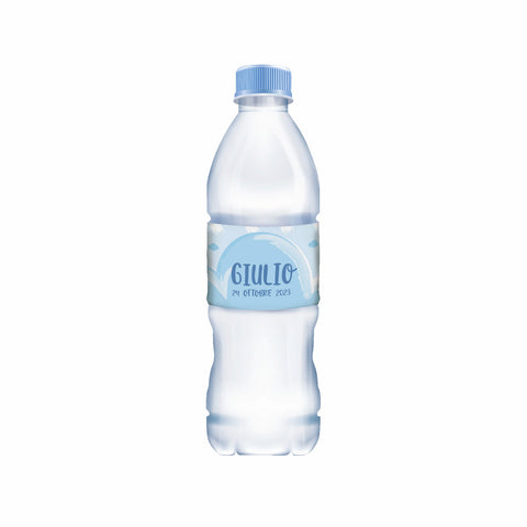 Etichette acqua personalizzate compleanno tema cicogna bimbo Modello codice: PB 43 L