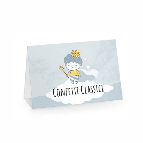 Segnagusto confetti e dolci festa di compleanno tema piccolo principe celeste Modello codice: PB 44 E