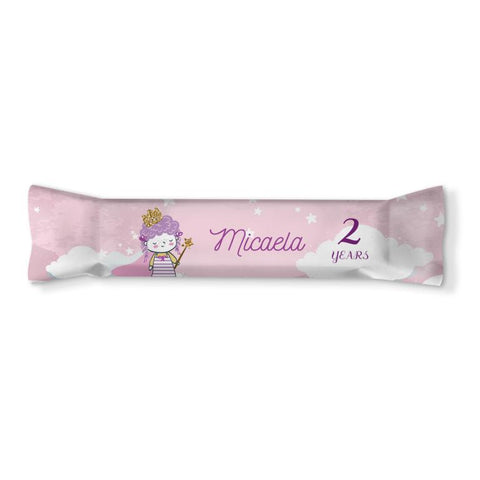 Adesivi barrette cioccolato personalizzate compleanno tema piccola principessa rosa Modello codice: PB 45 H