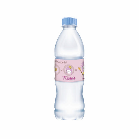 Etichette acqua personalizzate compleanno tema piccola principessa rosa Modello codice: PB 45 L