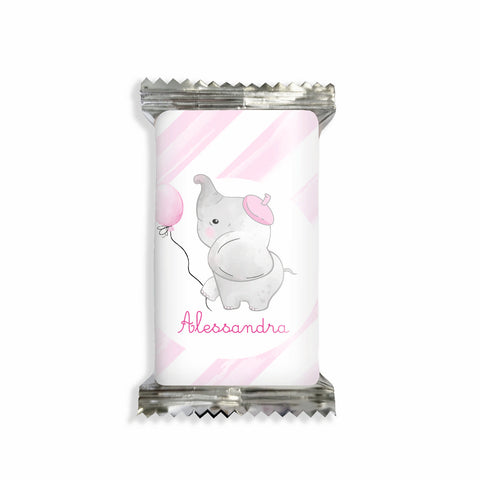 Adesivi cioccolato personalizzate compleanno tema elefantino rosa Modello codice: PB 47 G