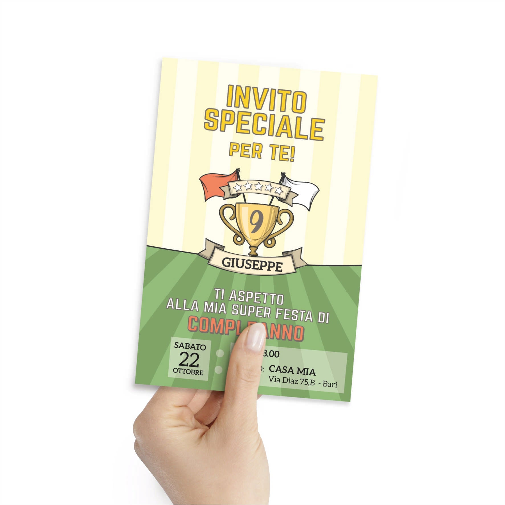 Biglietto Invito Con Pallone, Scarpe E Campo Da Calcio | Crea Inviti Personalizzati Di - Foto 5