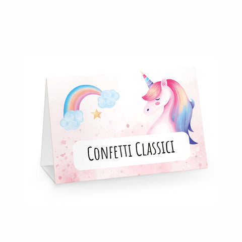 Segnagusto confetti e dolci festa di compleanno tema unicorno Modello codice: PB 9 E