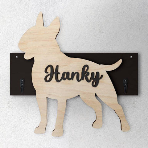 Bull Terrier - Porta guinzaglio e/o chiavi personalizzato con il nome del tuo cane amico.
